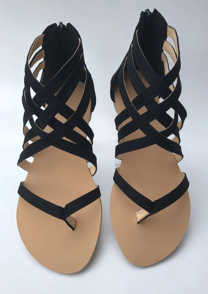 zipper flat sandals