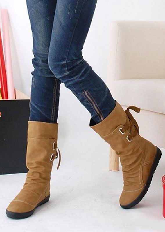 

Solid Lace Up Increased Internal Boots, Brown, 158164