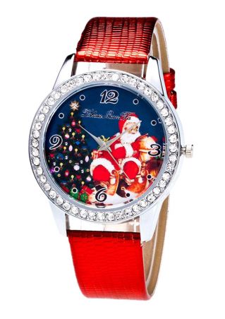 christmas santa claus imitated crystal leather strap band