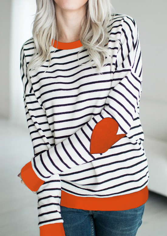 striped heart elbow patch t-shirt - bellelily