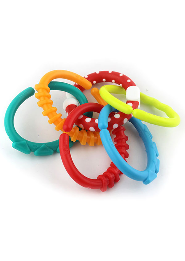 6pcs Set Baby Care Teething Toy Ring Chain Teether - Bellelily