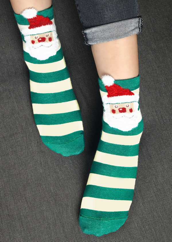 Christmas Santa Claus Striped Socks - Bellelily