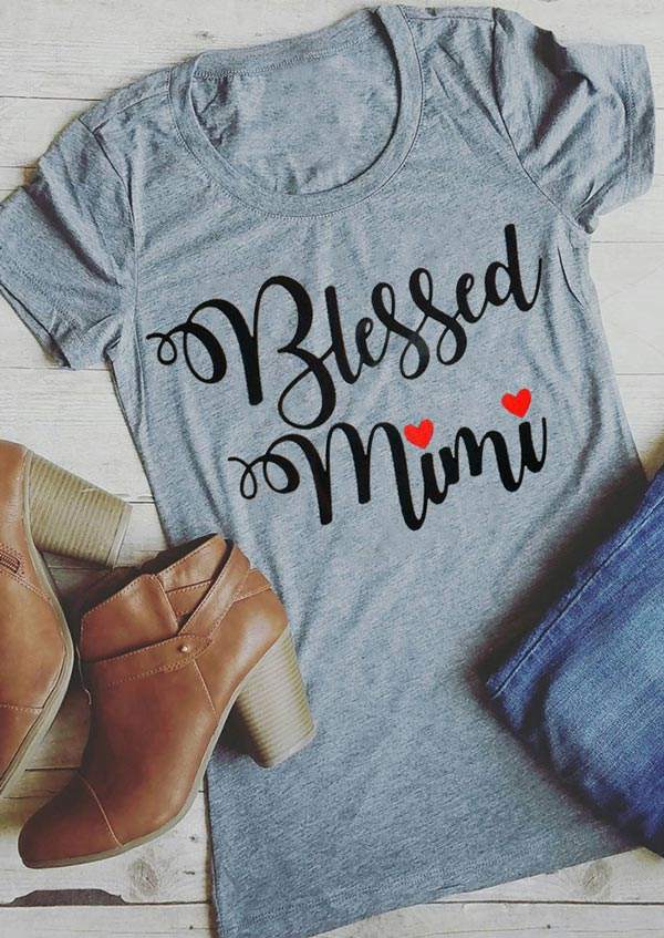 Blessed Mimi Heart Short Sleeve T Shirt Bellelily 8881