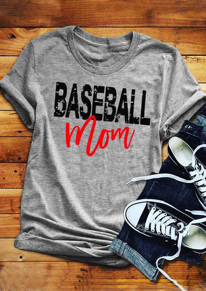 

Baseball Mom O-Neck T-Shirt Tee - Gray, 183251