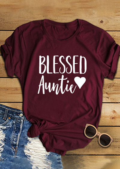 Blessed Auntie Heart O-Neck T-Shirt
