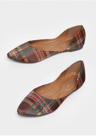 plaid pointed toe flats