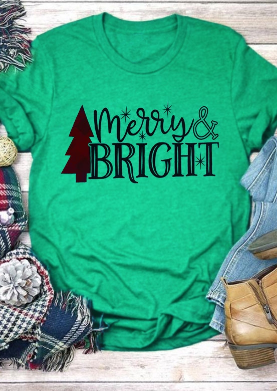 Merry & Bright Tree O-Neck T-Shirt