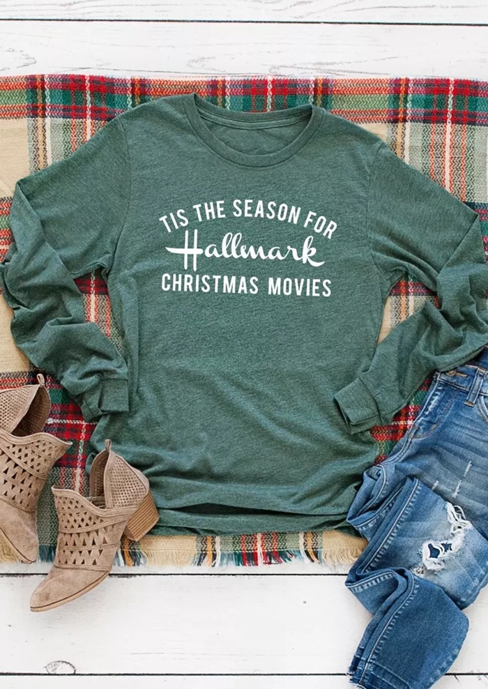 

Christmas Movies O-Neck T-Shirt, Dark green, 428290