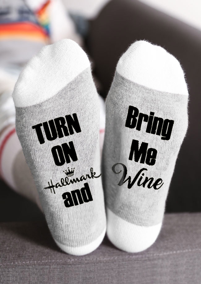 Turn On And Bring Me Wine Crew Socks
