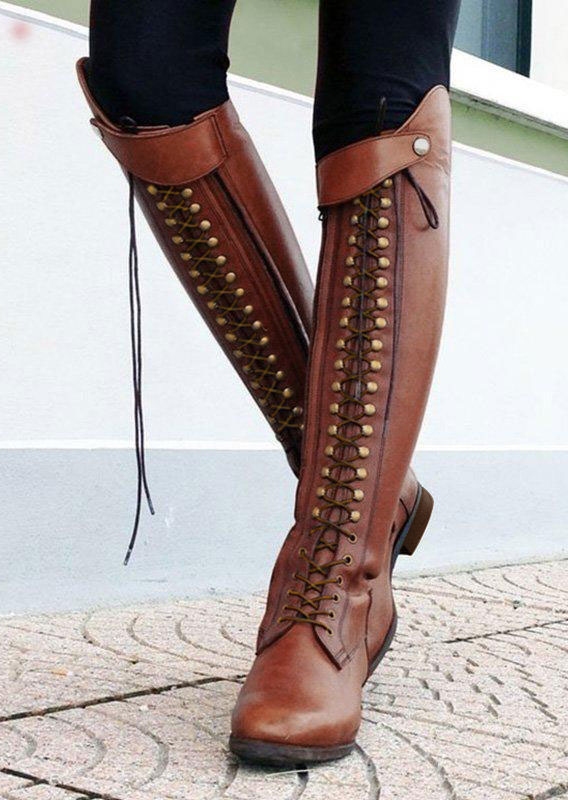 Vintage Rivet Knee High Boots