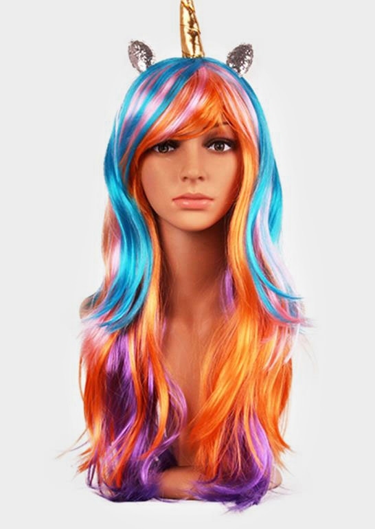 Halloween Unicorn Horn Colorful Cosplay Hair Wig Bellelily
