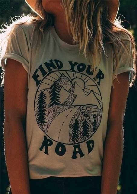 Buy Find Your Road O-Neck T-Shirt. Picture