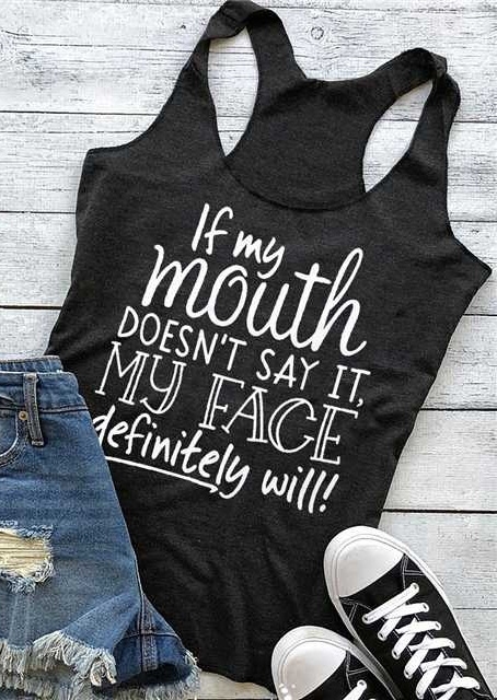 

If My Mouth Doesn't Say It Racerback Tank - Dark Grey, Gray, 408602