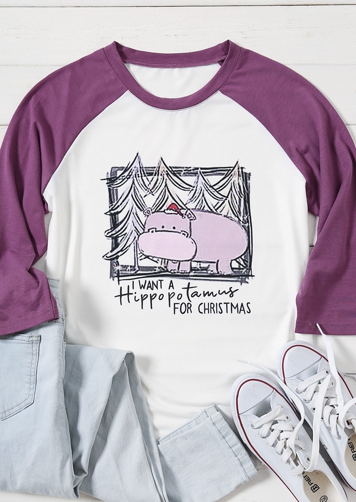

I Want A Hippopotamus For Christmas Baseball T-Shirt Tee, White, 430528