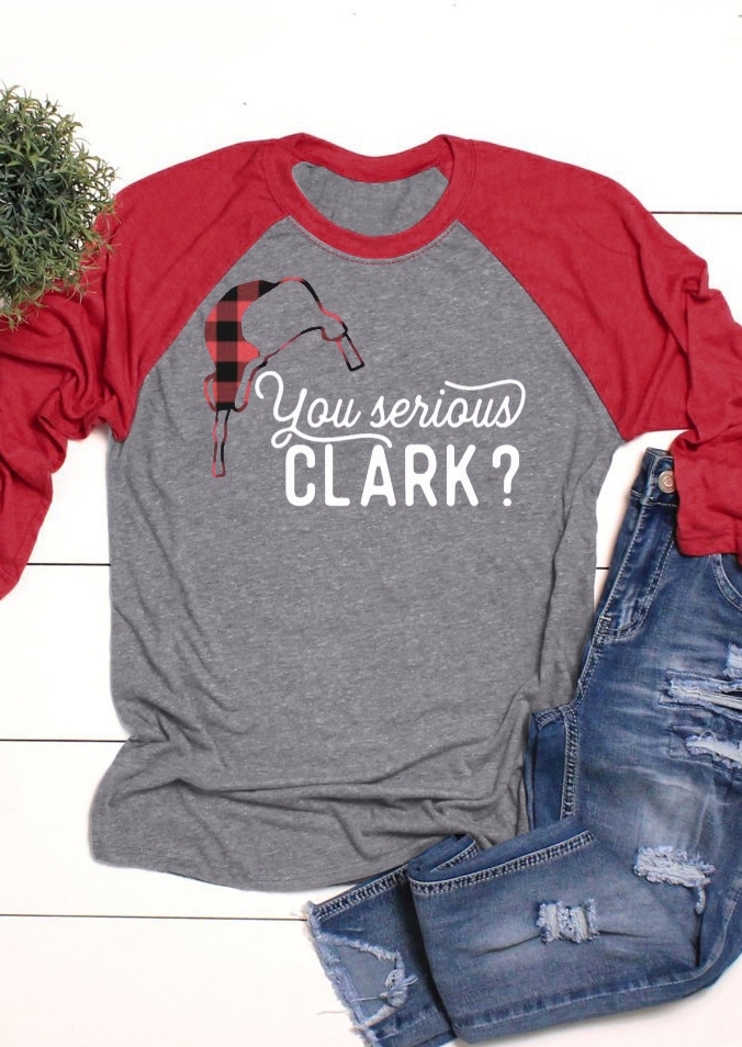 

Buffalo Plaid Hat You Serious Clark Baseball T-Shirt Tee, Dark grey, 430542