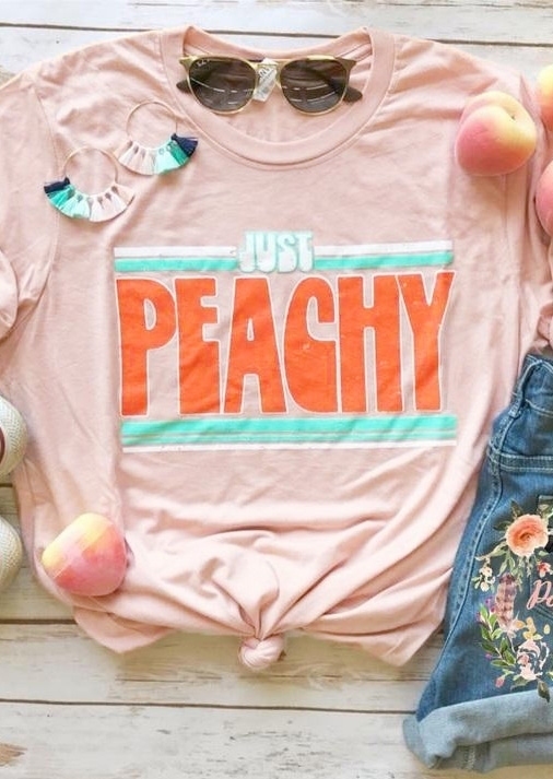 

Just Peachy Short Sleeve T-Shirt Tee - Pink, 414491