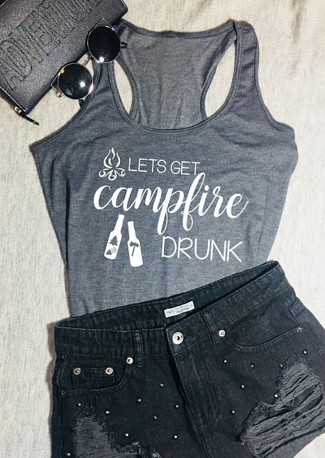 

Lets Get Campfire Drunk Racerback Tank - Gray, 404153