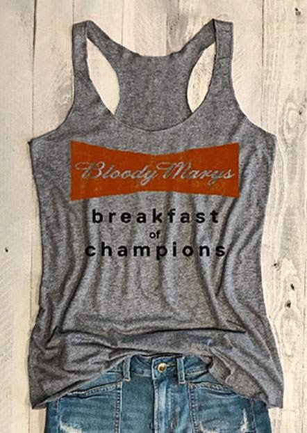 

Bloody Marys Breakfast Of Champions Racerback Tank, Gray, 190856