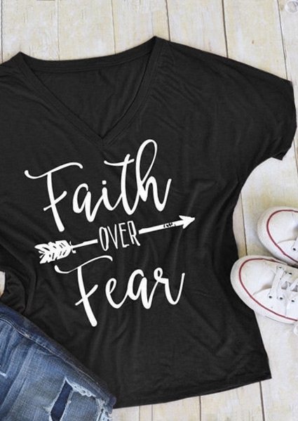 

Faith Over Fear Arrow T-Shirt, Black;gray, 119831