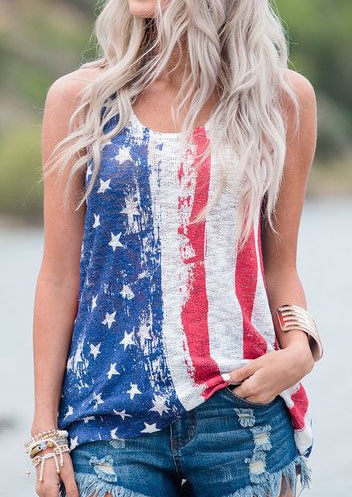 American Flag O-Neck Tank