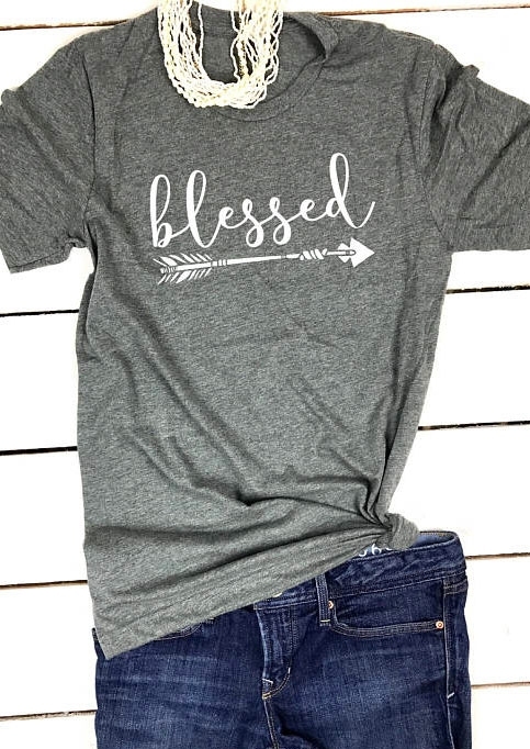 

Blessed Arrow Printed Short Sleeve T-Shirt, Dark grey, 156984