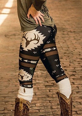 Christmas Reindeer Arrow Printed Leggings