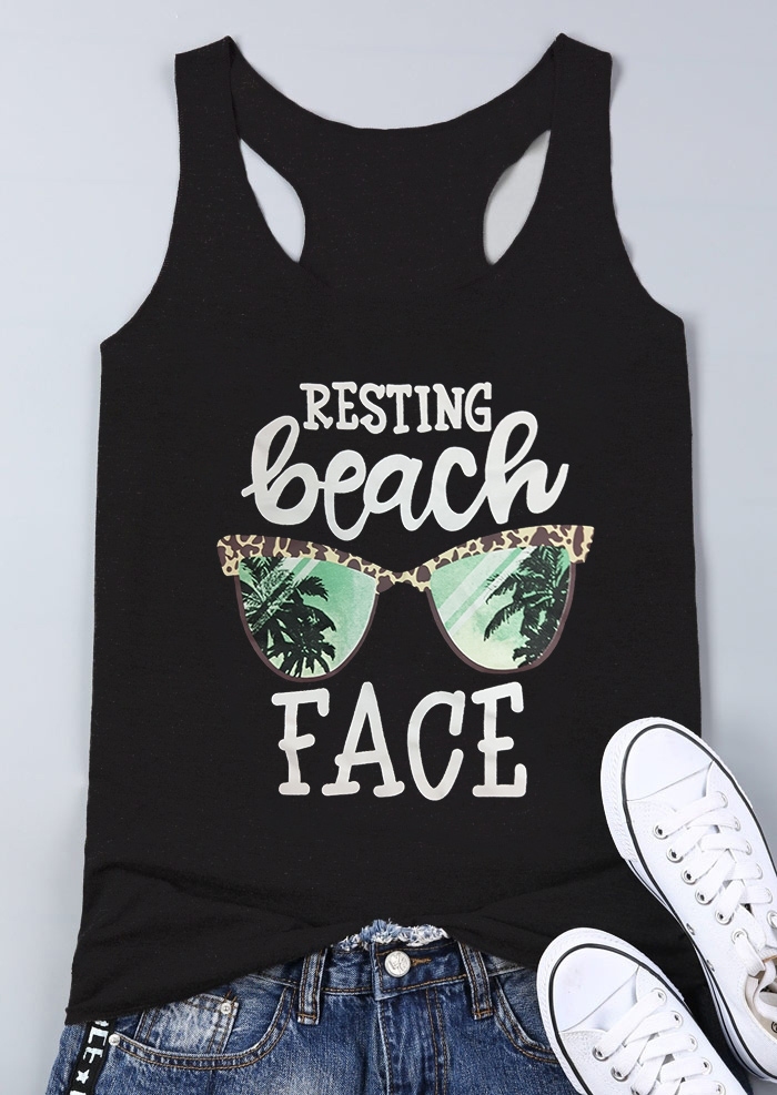 

Resting Beach Face Racerback Tank - Black, 438854