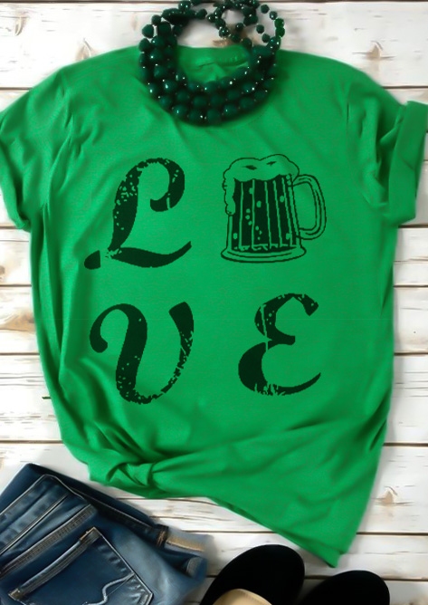 Love O-Neck Short Sleeve T-Shirt Tee