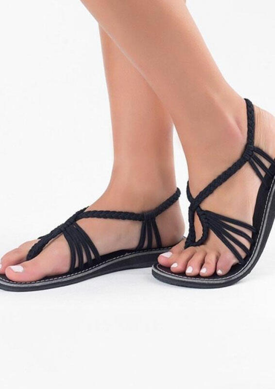 Braid Criss-Cross Flat Sandals - Bellelily