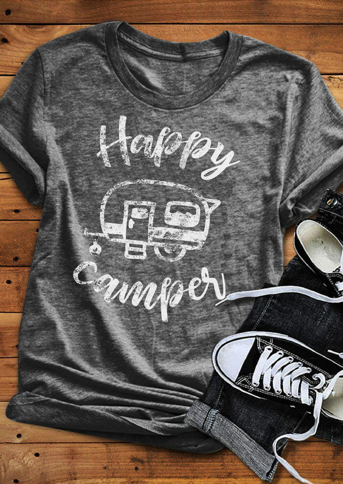 

Happy Camper Short Sleeve T-Shirt, Gray, 183482
