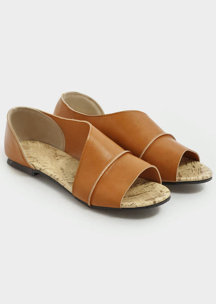 Solid Slide Round Toe Sandals