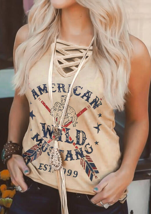 

American Wild Mustang Criss-Cross Tank, Light khaki, 439926