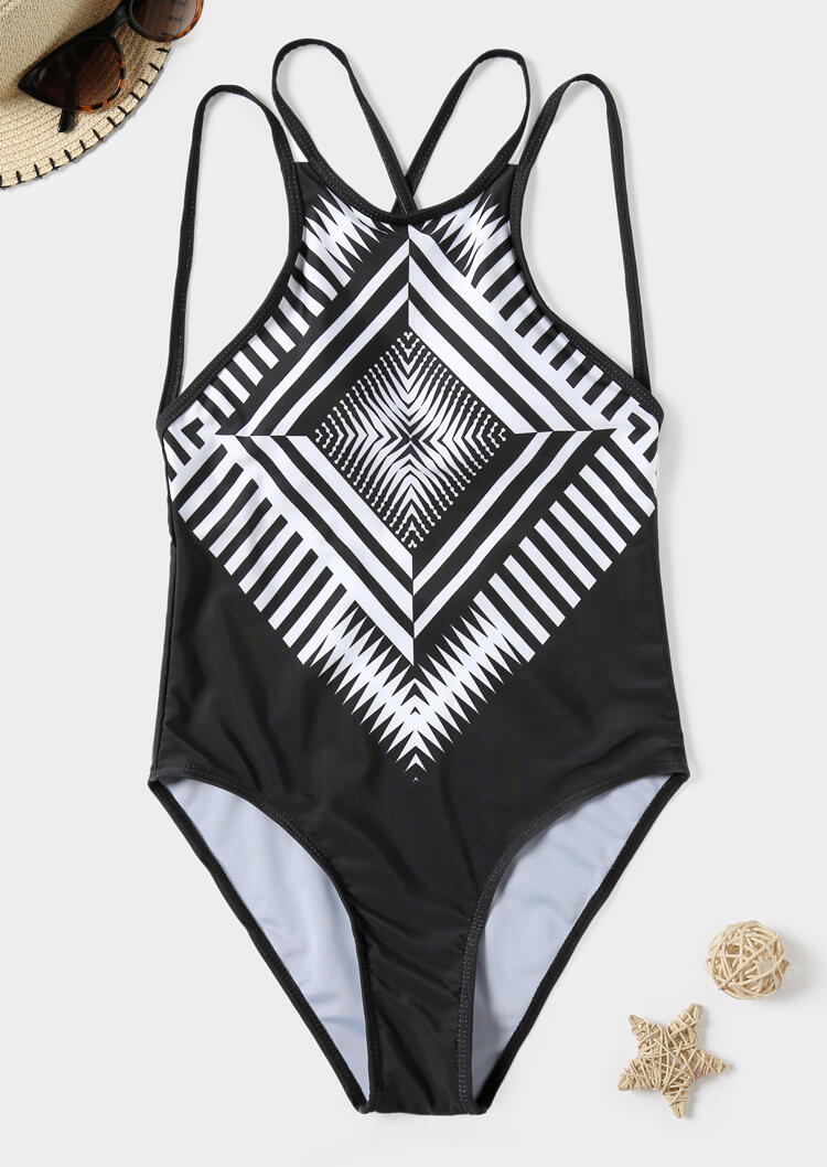 Geometric Pattern Printed Siamesed Swimsuit
