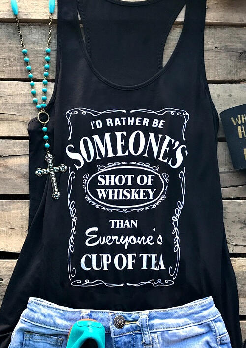 

I'd Rather Be Someone' Shot Of Whiskey Racerback Tank - Black, 441175