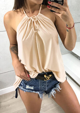 Solid Tie Halter Tank