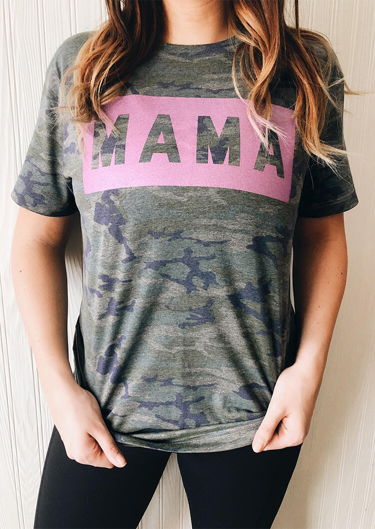 Mama Camouflage Printed T-Shirt Tee