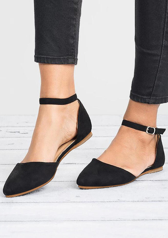 Solid Ankle Strap Flats