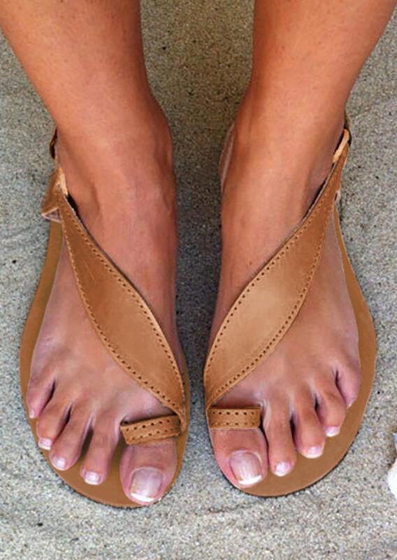 Solid Round Toe Flat Sandals