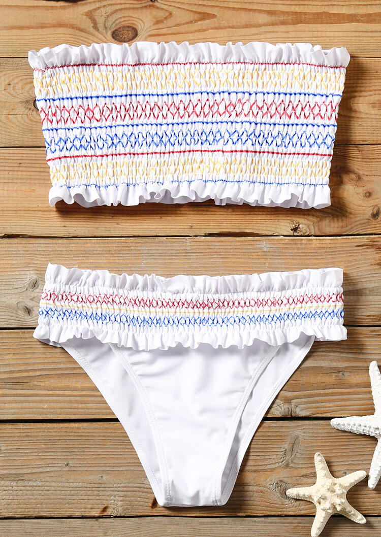 Ruffled Strapless Sexy Bikini Set