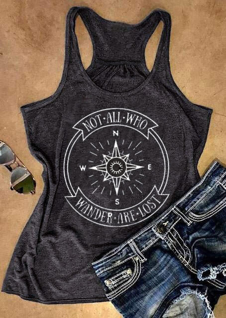 

Not All Who Wander Are Lost Racerback Tank - Dark Grey, 443966