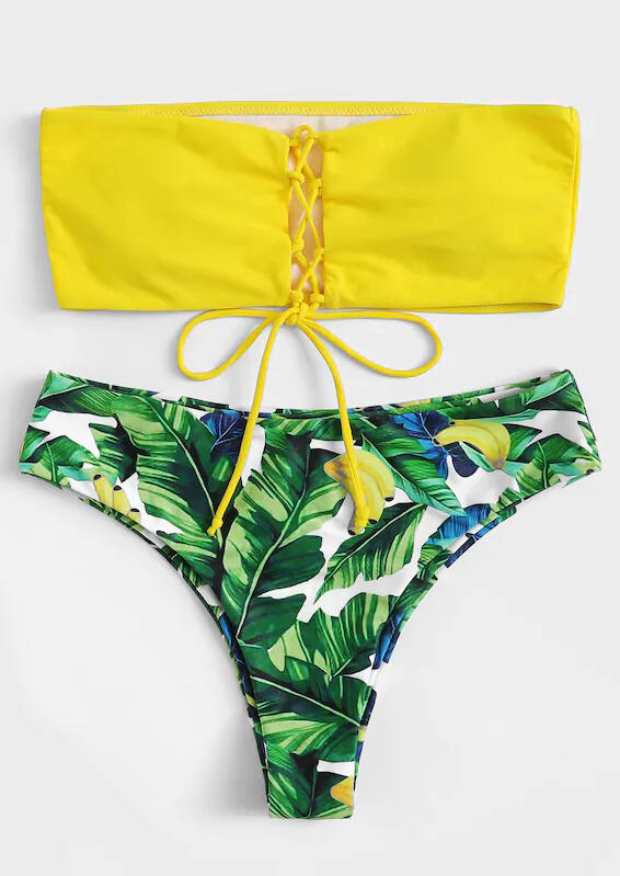 Leaf Lace Up Bikini Set