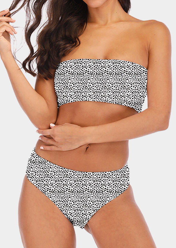 Printed Strapless Sexy Bikini Set - White