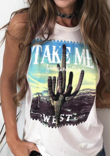 Take Me Somewhere West Tank without Necklace - White