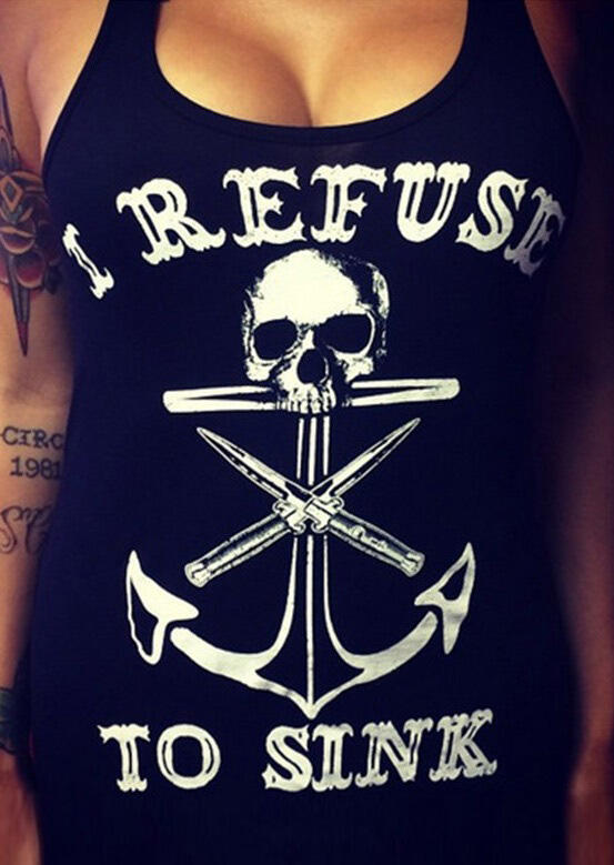 Skull Letter Printed Tank