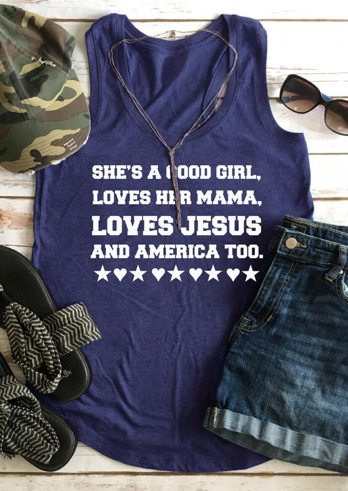 She's A Good Girl Loves Her Mama Tank - Navy Blue