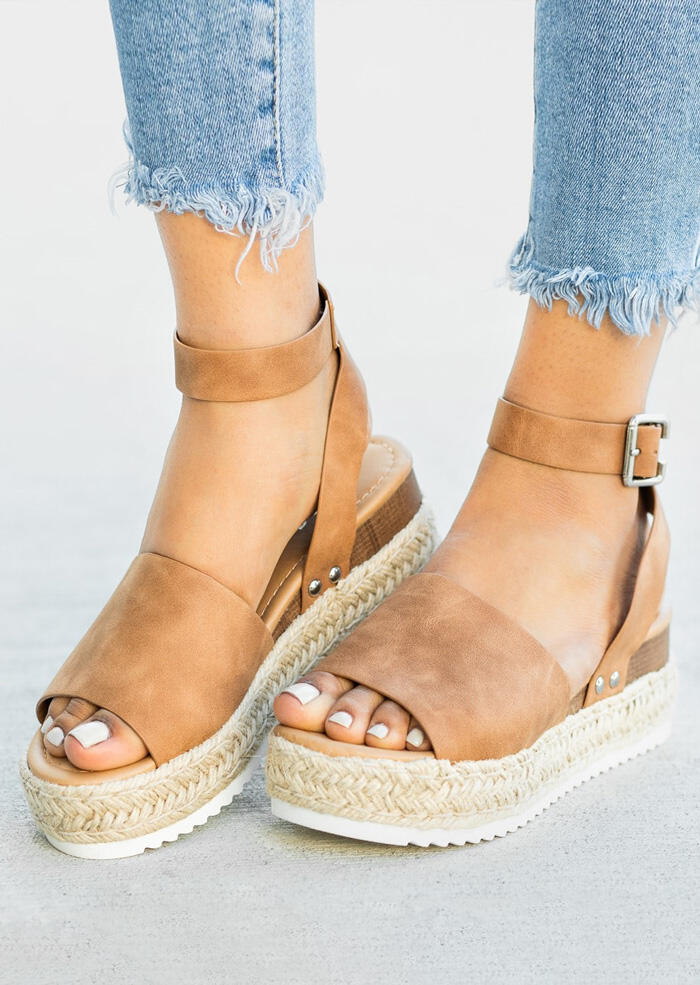 brown wedge sandals with strap