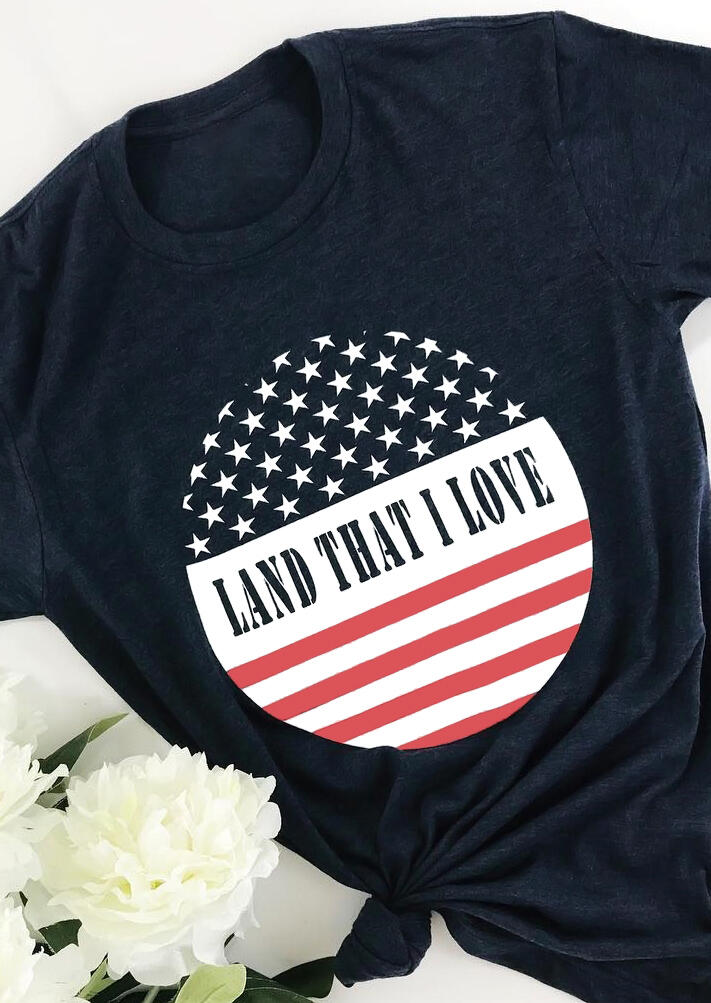 Land That I Love T-Shirt Tee - Navy Blue