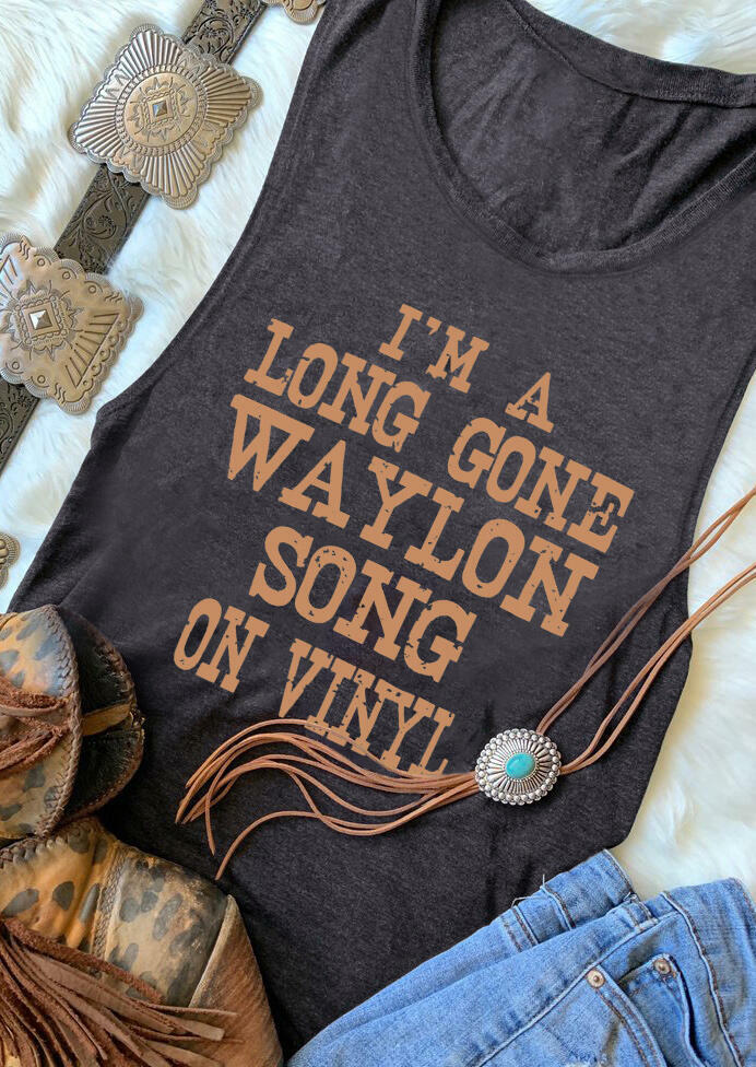 

I' A Long Gone Waylon Song On Vinyl Tank - Navy Blue, 442338
