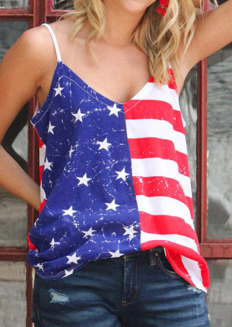 American Flag V-Neck Camisole - Multicolor