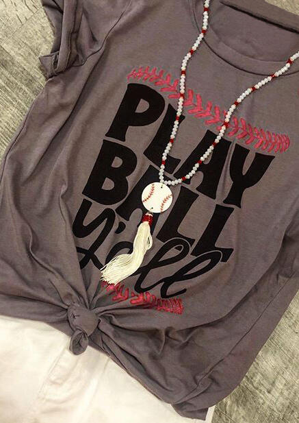 Play Ball Y'all T-Shirt Tee - Coffee